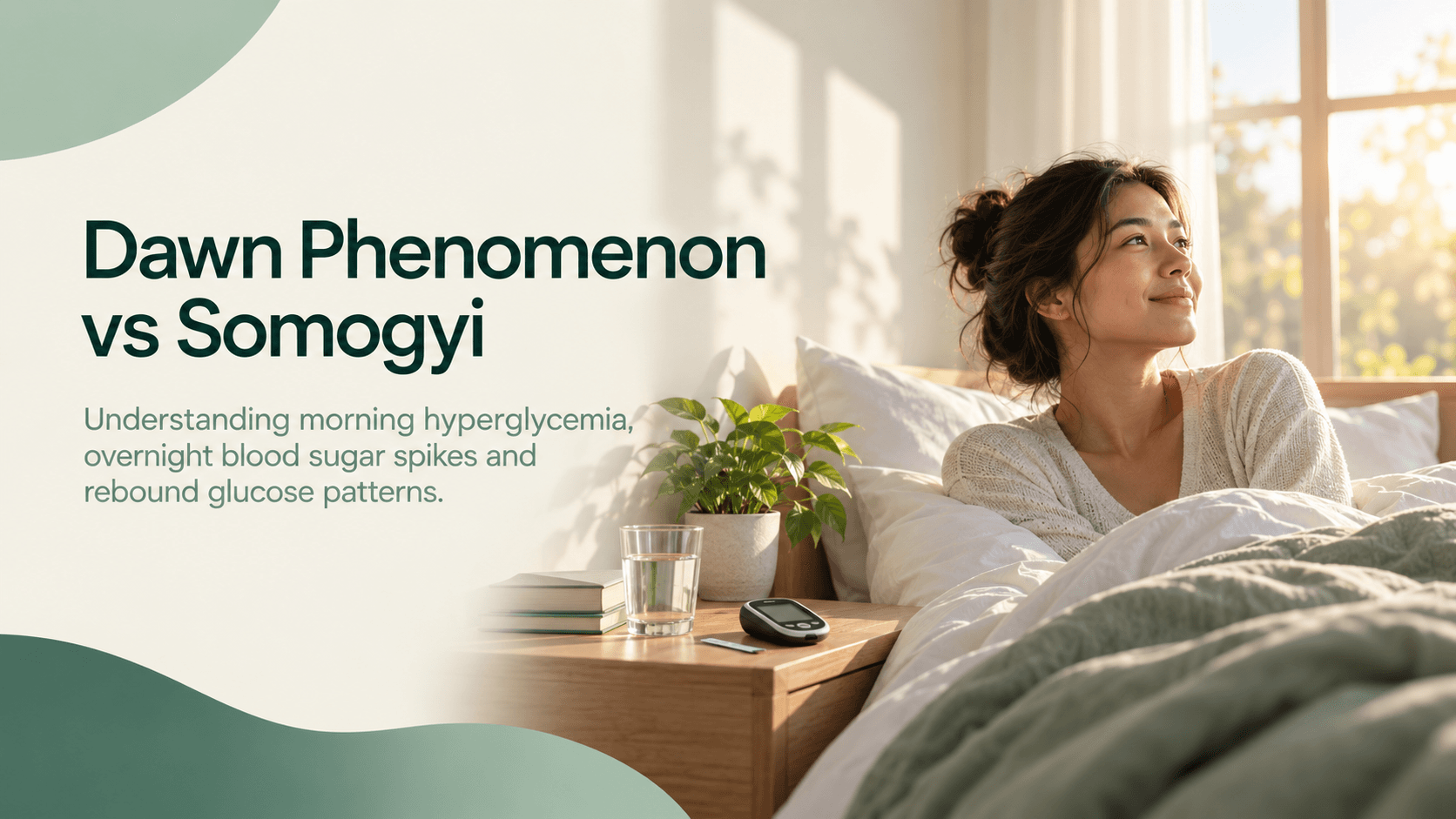 Comparison illustration showing Dawn Phenomenon vs Somogyi Effect blood sugar levels during sleep
