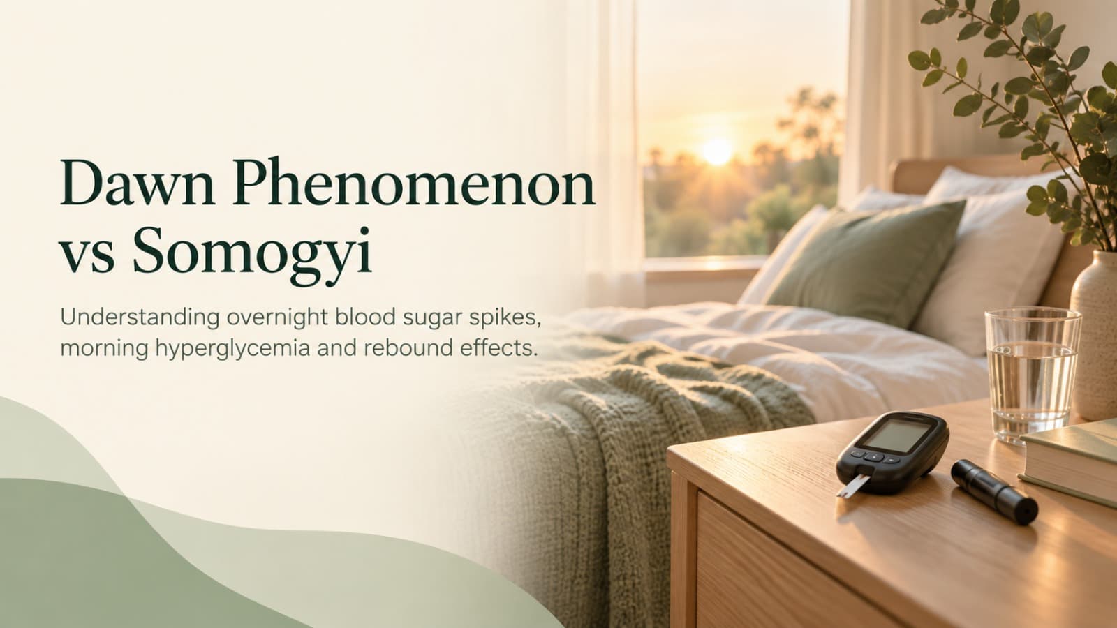 Comparison chart showing blood sugar trends for Dawn Phenomenon vs Somogyi Effect
